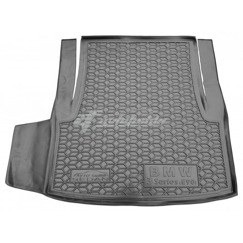 на фотографії гумовий килимок в багажник для bmw 3 e90 sedan з 2005-2012 року в кузові седан від українського виробника avto-gumm
