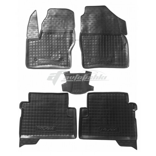 на фотографии резиновые коврики в салон для Ford Kuga 2013-2020 черного цвета от Avto-Gumm