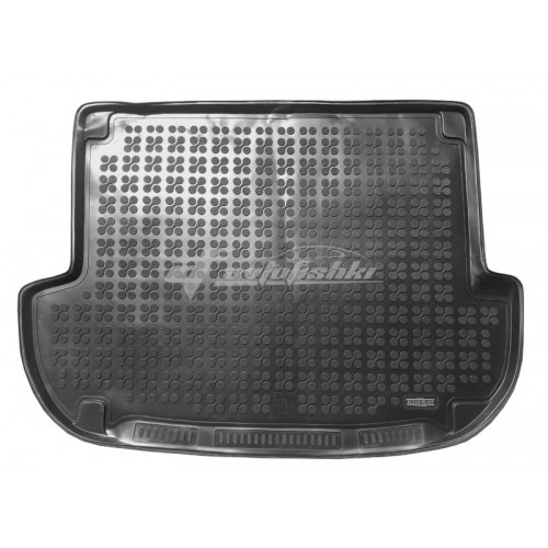 на фотографии коврик в багажник резиновый Hyundai Santa Fe 5 мест 2006-2012 черного цвета от Rezaw-Plast
