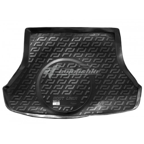на фотографии резино-пластиковый коврик в багажник на Kia Cerato Sedan (седан) 2013-2018 черного цвета от Lada Locker
