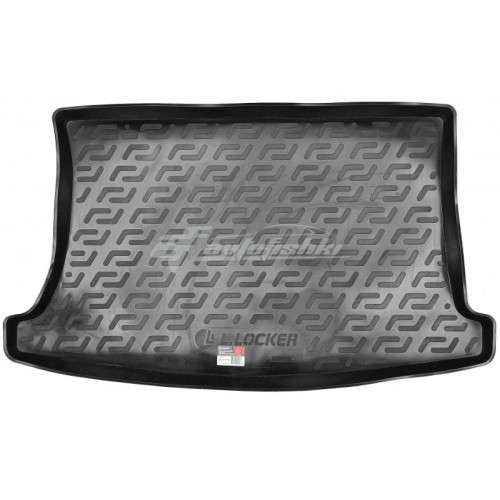 на фотографії гумово-пластиковий килимок в багажник на Kia Rio третього покоління в кузові хетчбек 2011-2017 року від Lada Locker