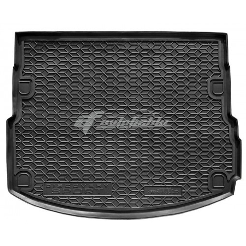 на фотографии резино-пластиковый коврик в багажник для Land Rover Discovery Sport 2014-2020 года черного цвета от Avto-Gumm