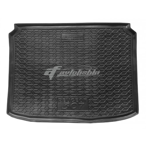 На фотографии резиновый коврик в багажник для Peugeot ‎307 черного цвета от avto-gumm