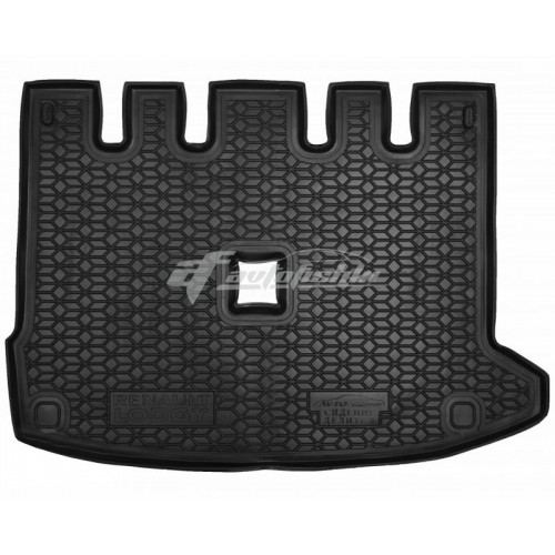 на фотографії гумовий килимок в багажник для Renault Lodgy з 2012 року чорного кольору від українського виробника Avto-Gumm