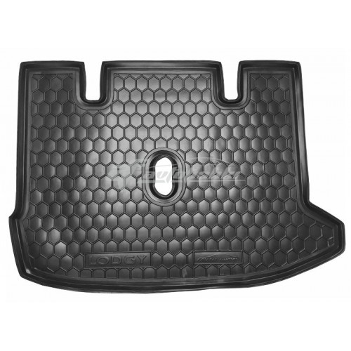 на фотографии резиновый коврик в багажник для Renault Lodgy с 2012 года черного цвета от Avto-Gumm