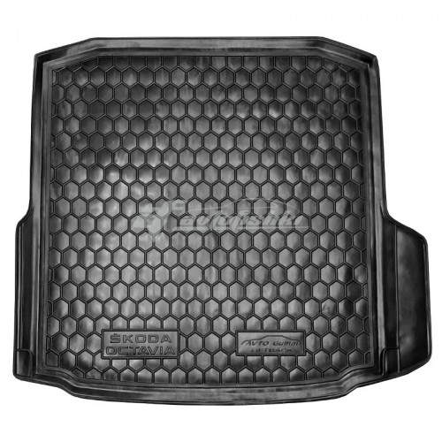 на фотографии резино-пластиковый коврик в багажник для Skoda Octavia A7 лифтбэк 2013-2020 от Avto-Gumm