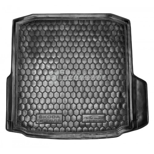 на фотографии резиновый коврик в багажник для Skoda Octavia A7 лифтбэк 2013-2020 от Avto-Gumm