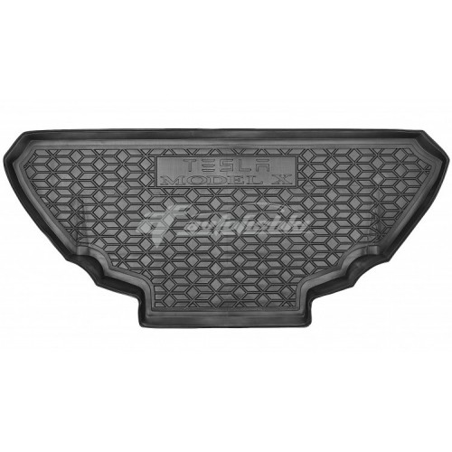 на фотографії гумовий килимок в багажник для Tesla Model X для переднього ряду з 2016 року чорного кольору від українського виробника Avto-Gumm