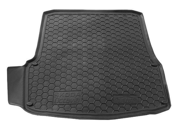 На фотографии коврик в багажник Skoda Octavia A5 (лифтбэк) черного цвета от Avto-Gumm